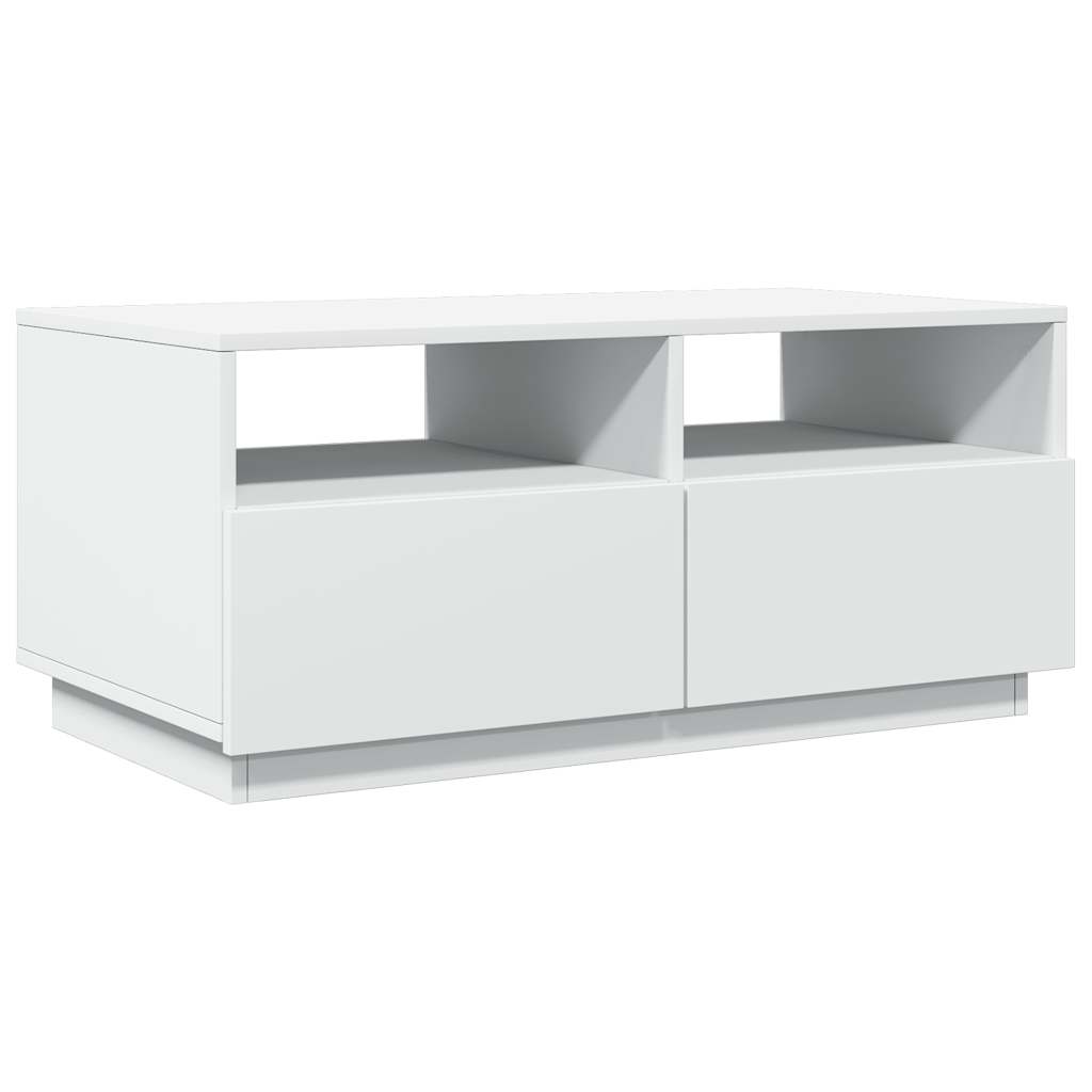 Coffee Table with LED Lights White 90x49x40 cm