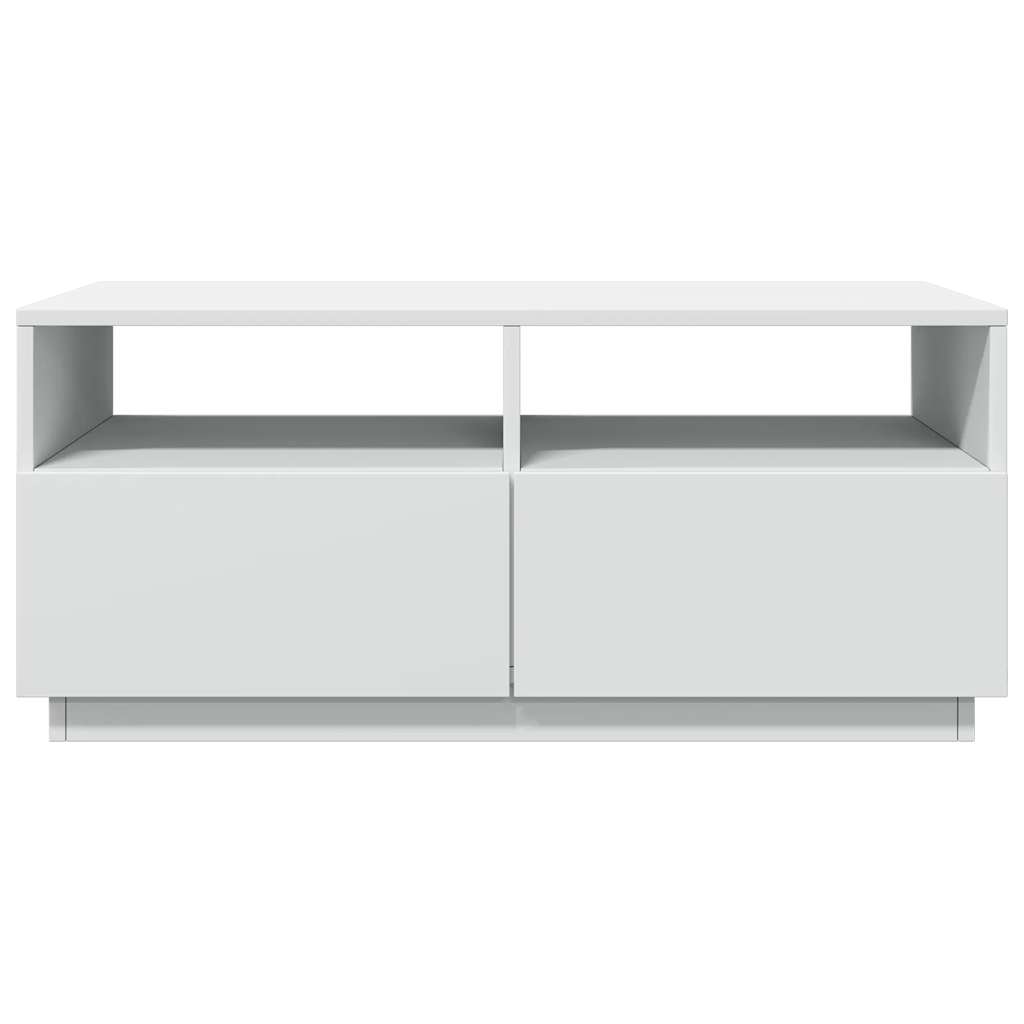 Coffee Table with LED Lights White 90x49x40 cm