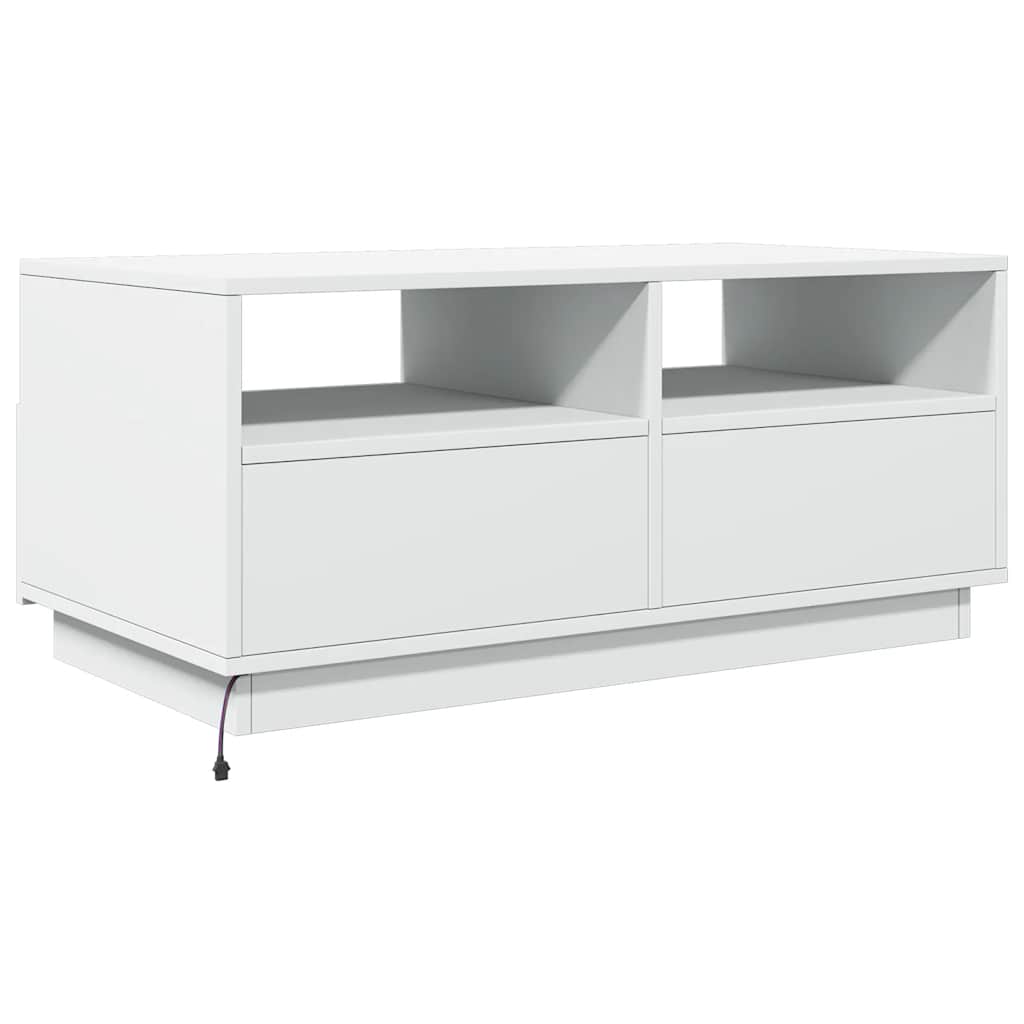 Coffee Table with LED Lights White 90x49x40 cm