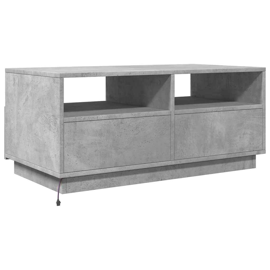 Coffee Table with LED Lights Concrete Grey 90x49x40 cm