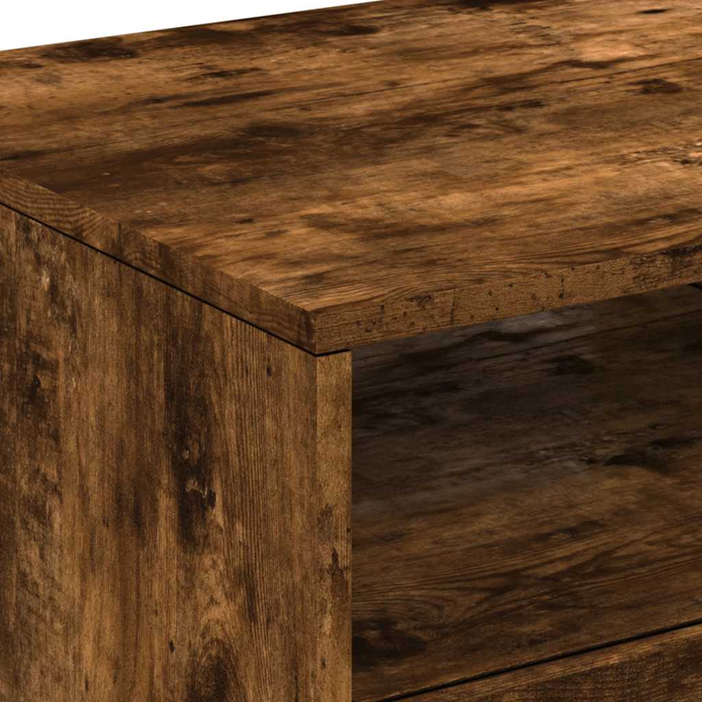 Coffee Table with LED Lights Smoked Oak 90x49x40 cm