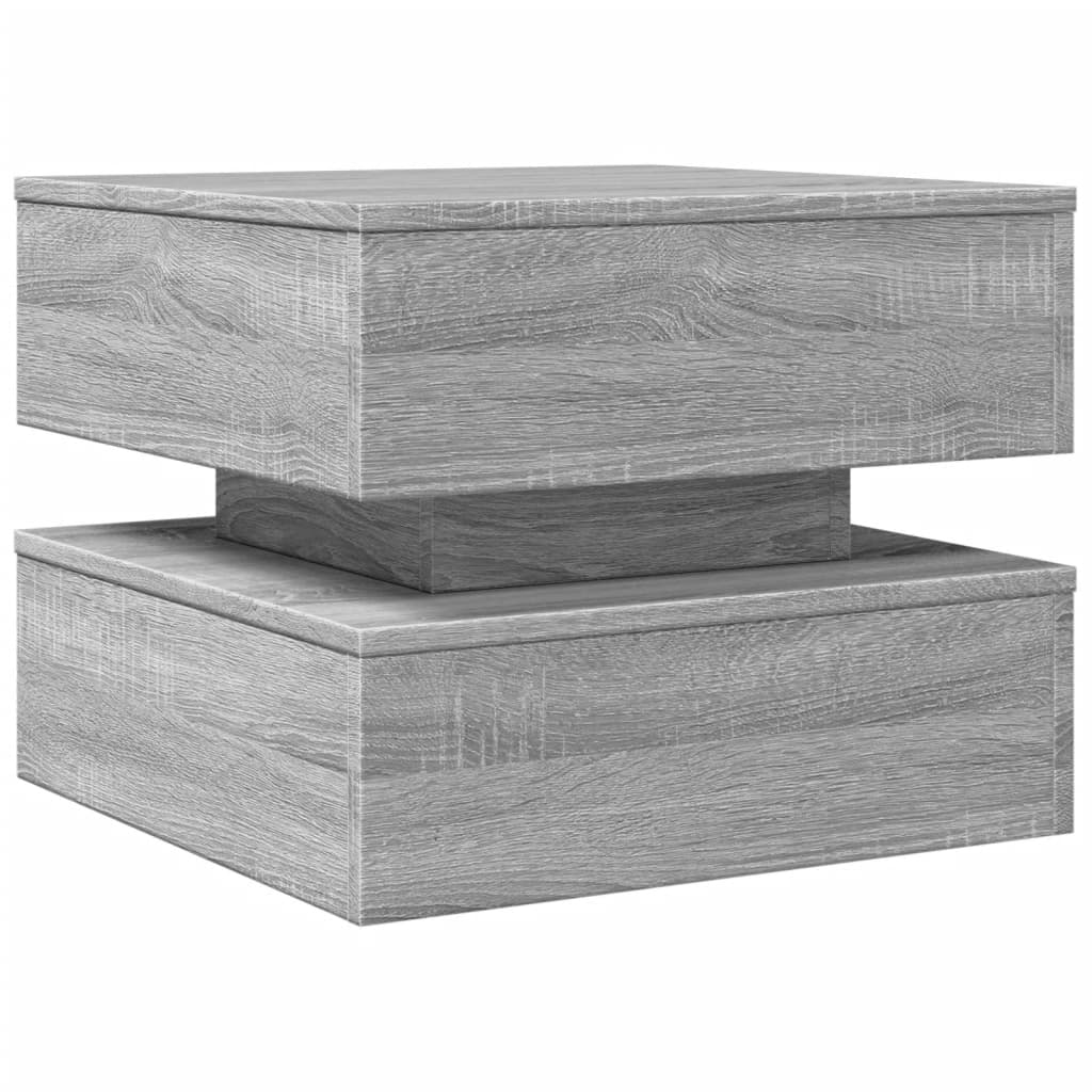 Coffee Table with LED Lights Grey Sonoma 50x50x40 cm
