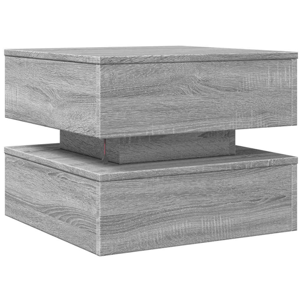 Coffee Table with LED Lights Grey Sonoma 50x50x40 cm