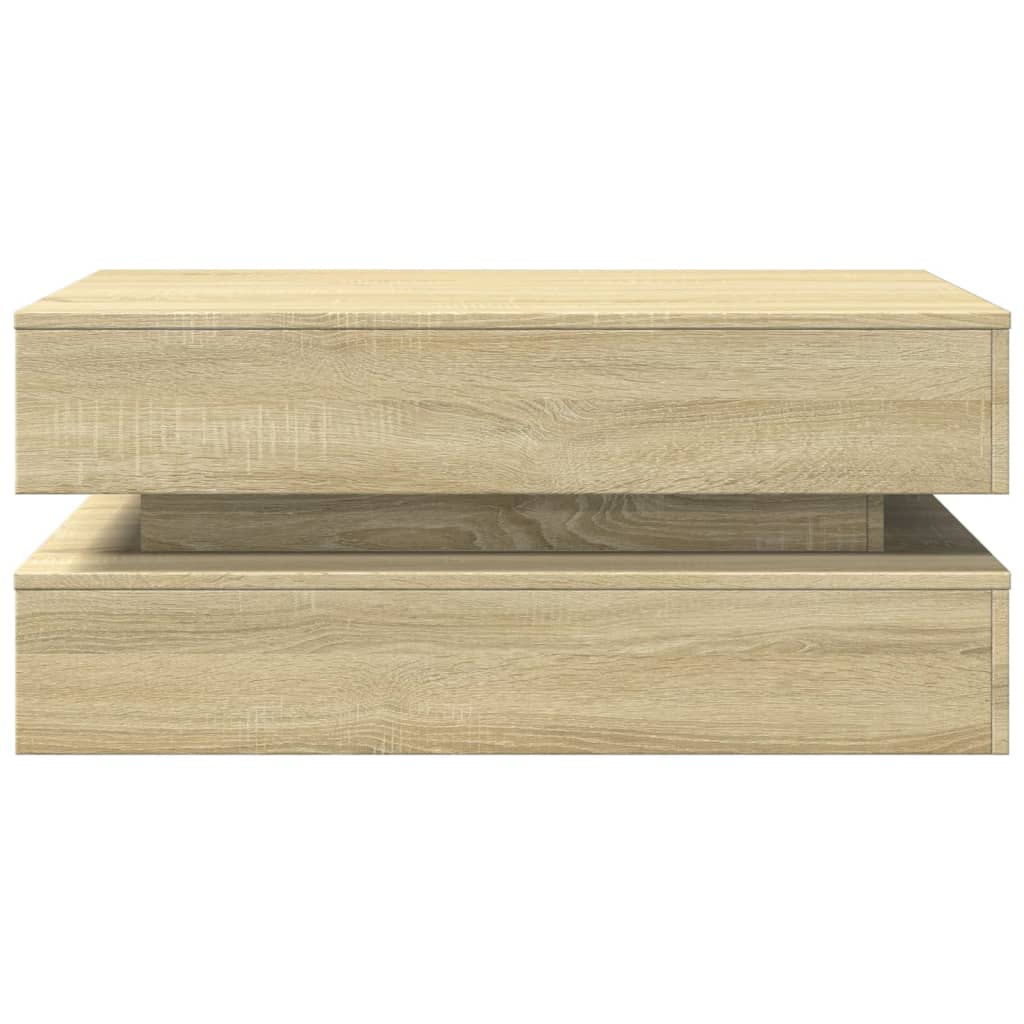 Coffee Table with LED Lights Sonoma Oak 90x50x40 cm