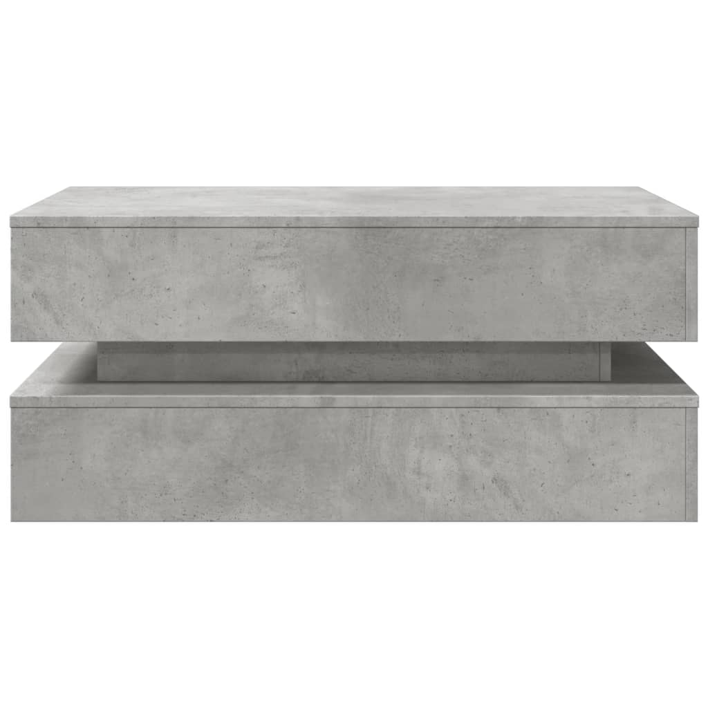 Coffee Table with LED Lights Concrete Grey 90x50x40 cm