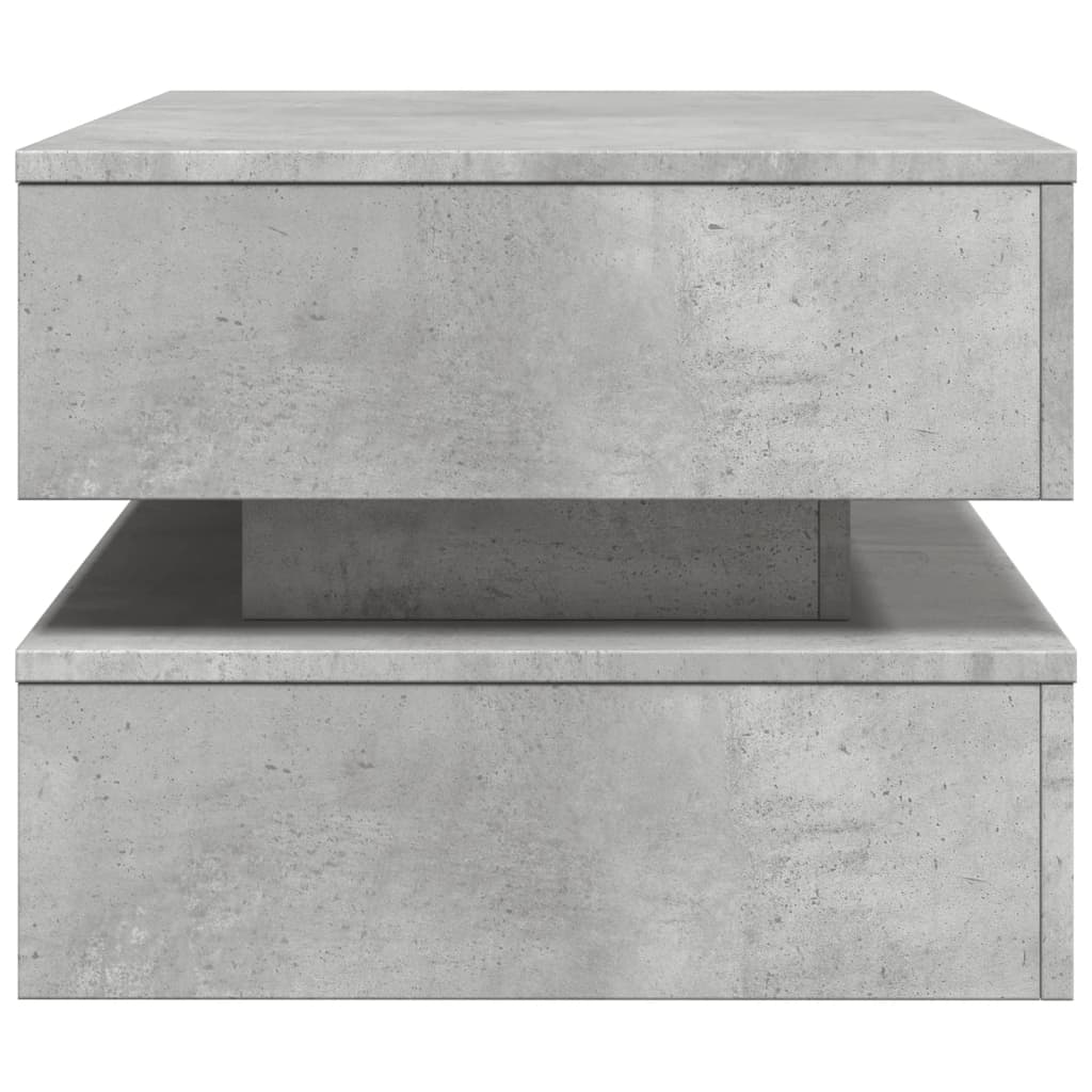 Coffee Table with LED Lights Concrete Grey 90x50x40 cm