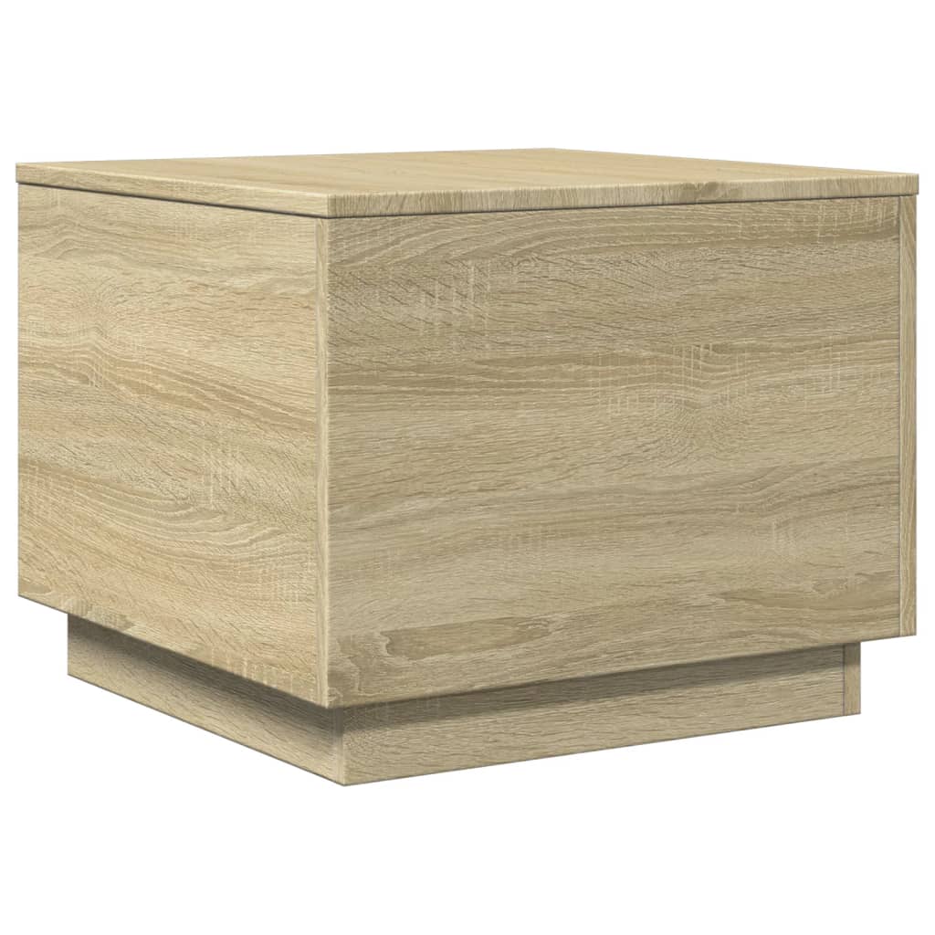 Coffee Table with LED Lights Sonoma Oak 50x50x40 cm