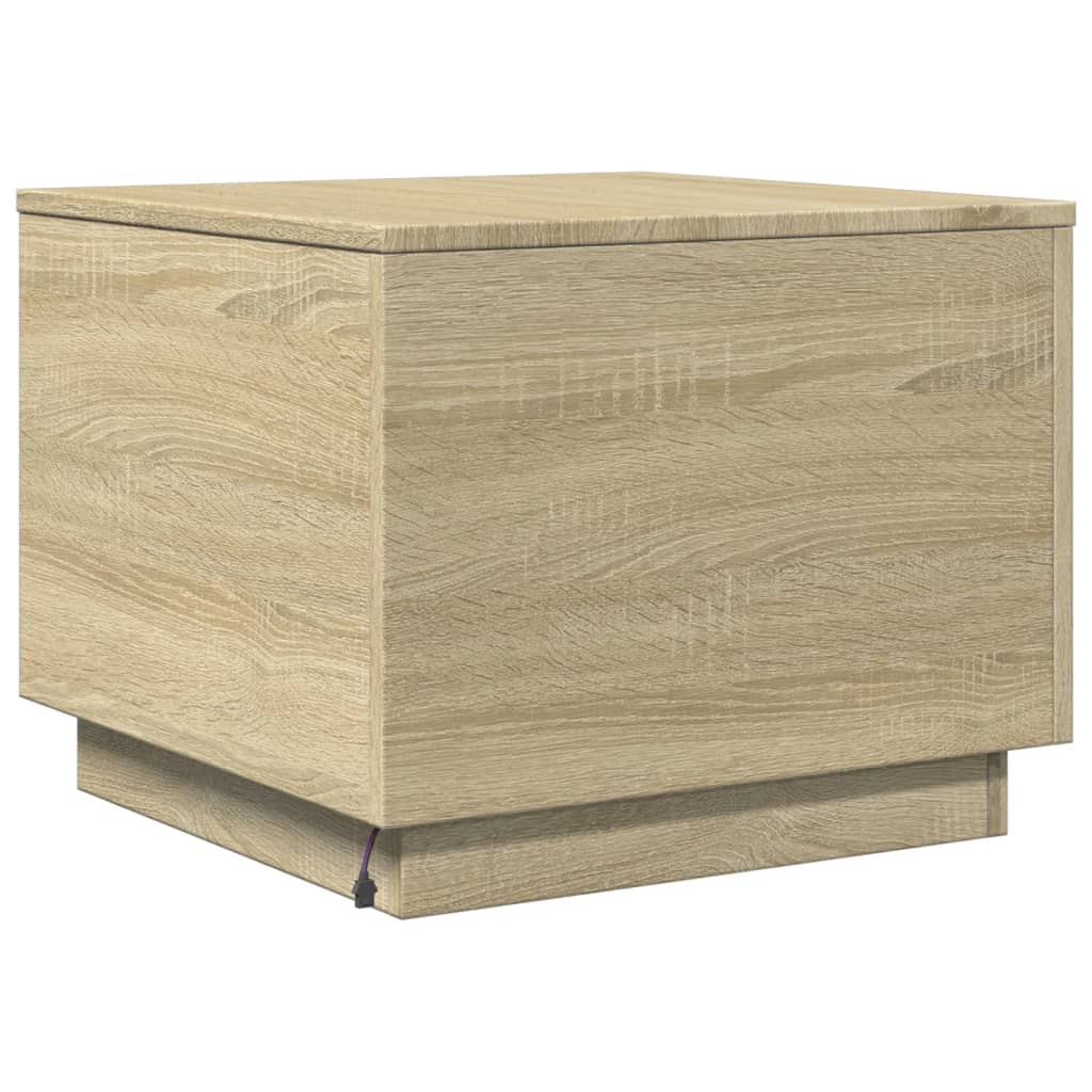 Coffee Table with LED Lights Sonoma Oak 50x50x40 cm