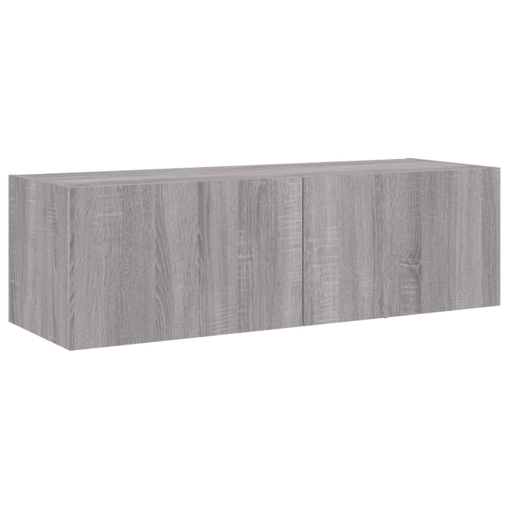 3 Piece TV Wall Cabinets with LED Lights Grey Sonoma