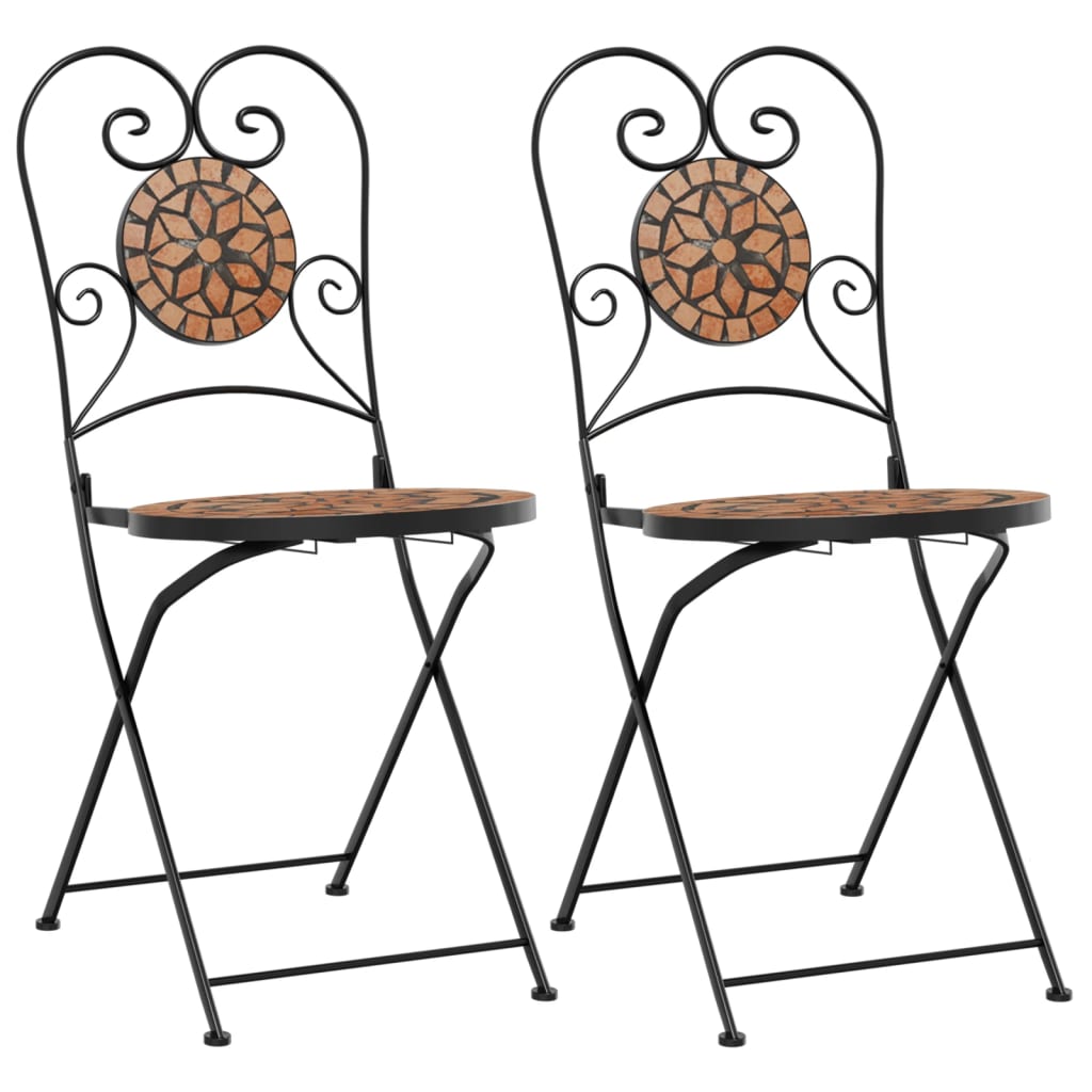 Foldable Bistro Chairs 2pcs, Terracotta Ceramic - Stylish & Practical