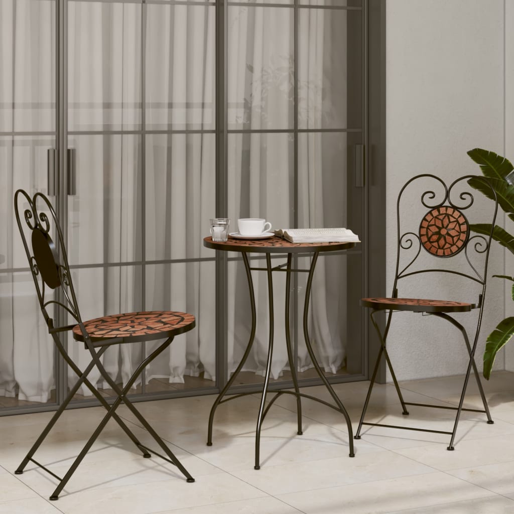 Foldable Bistro Chairs 2pcs, Terracotta Ceramic - Stylish & Practical