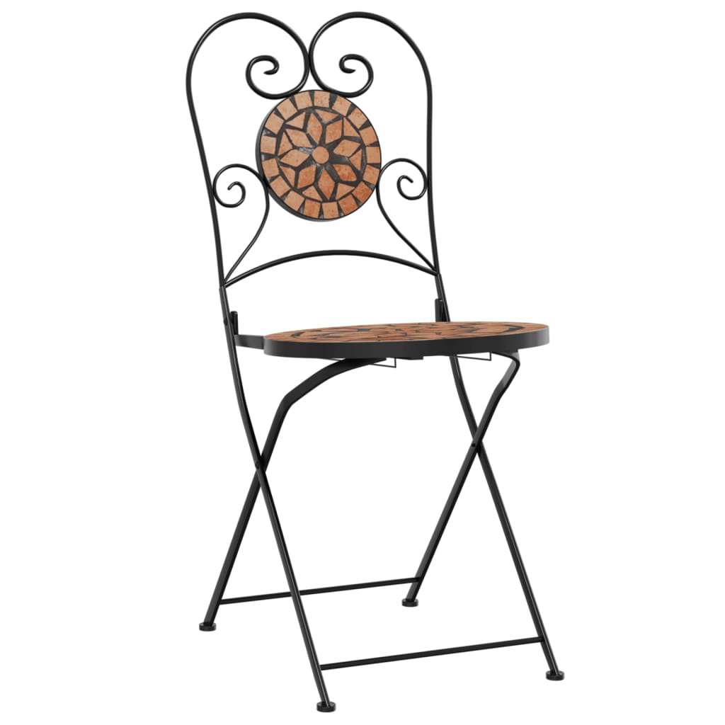 Foldable Bistro Chairs 2pcs, Terracotta Ceramic - Stylish & Practical