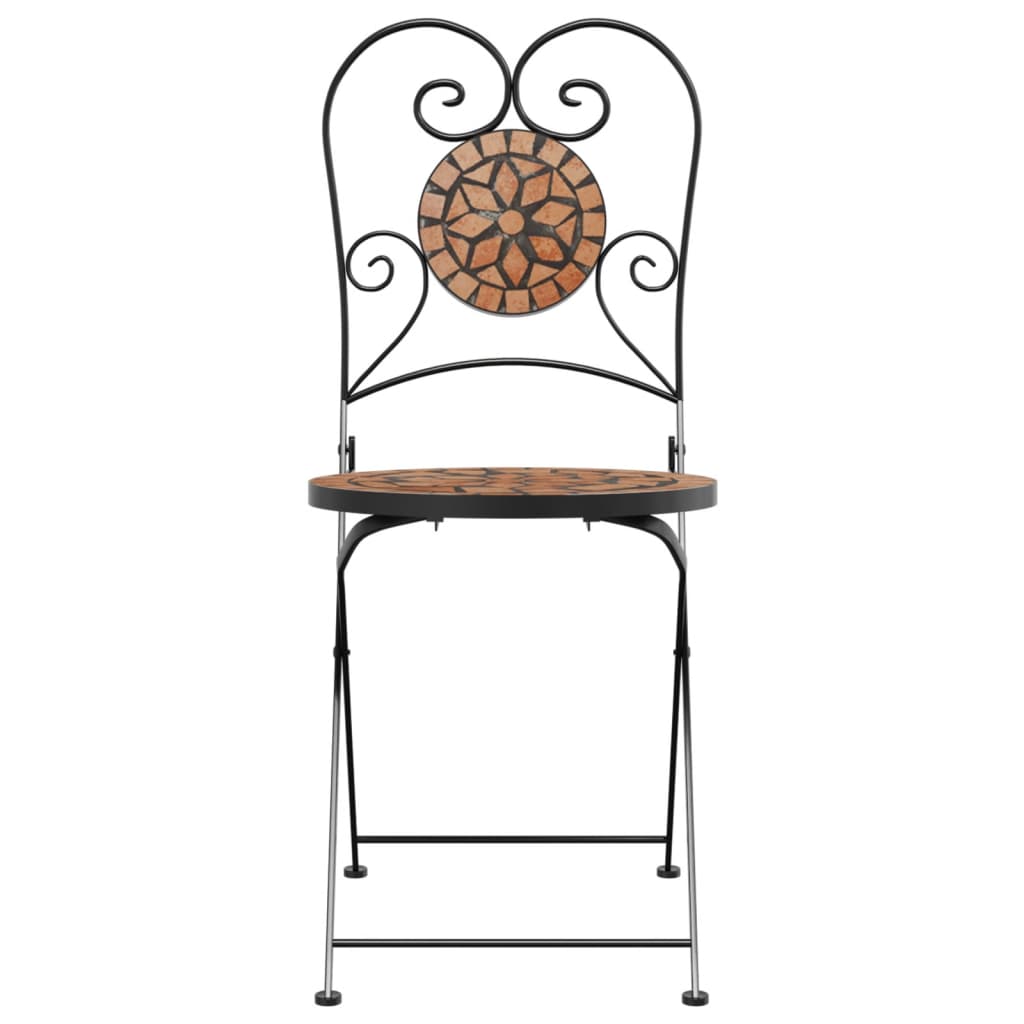 Foldable Bistro Chairs 2pcs, Terracotta Ceramic - Stylish & Practical