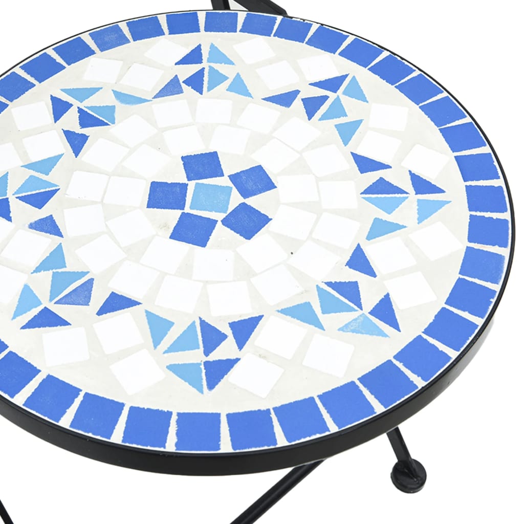 Foldable Bistro Chairs Set - 2 Pcs, Blue & White Ceramic Design