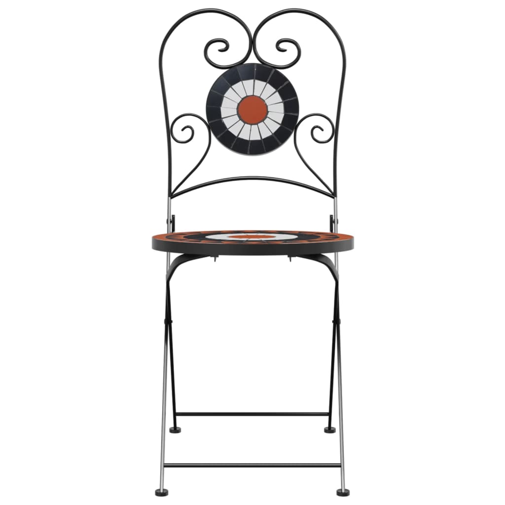 Foldable Bistro Chairs, 2-Piece Set - Terracotta & White Ceramic