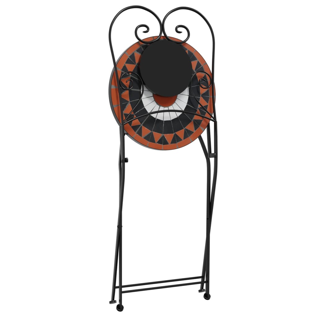 Foldable Bistro Chairs, 2-Piece Set - Terracotta & White Ceramic