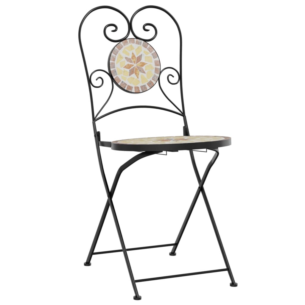 Foldable Bistro Chairs Set, 2 pcs, Terracotta & White Ceramic