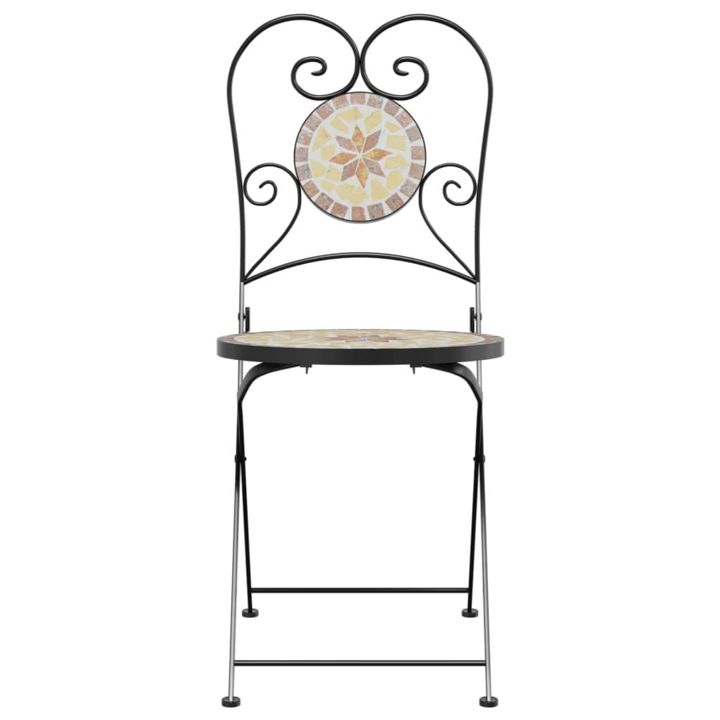 Foldable Bistro Chairs Set, 2 pcs, Terracotta & White Ceramic
