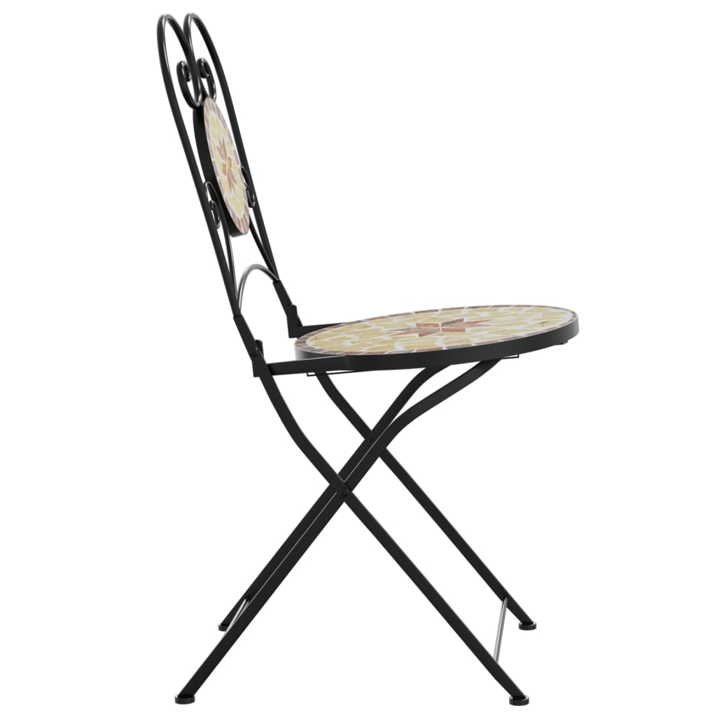 Foldable Bistro Chairs Set, 2 pcs, Terracotta & White Ceramic