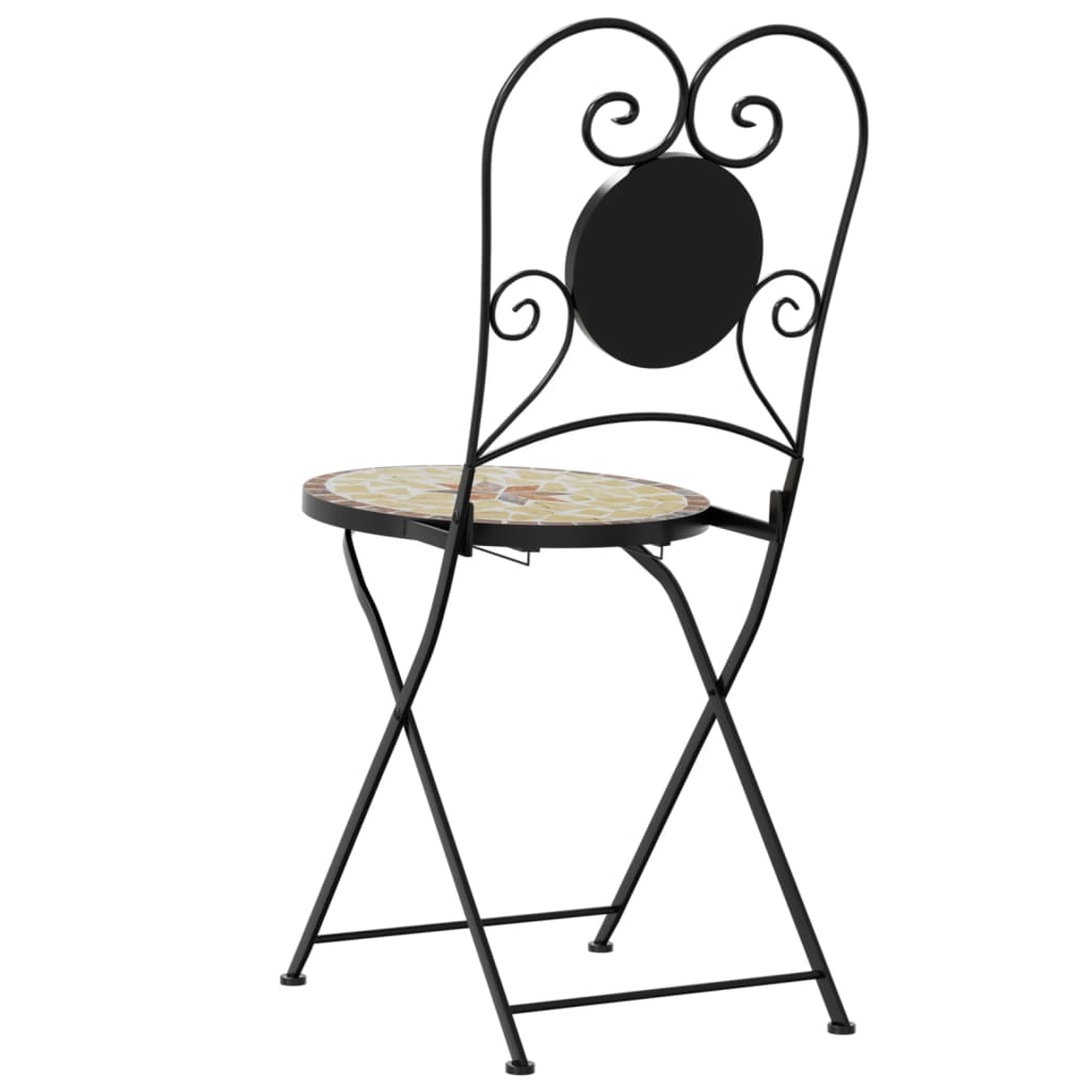 Foldable Bistro Chairs Set, 2 pcs, Terracotta & White Ceramic
