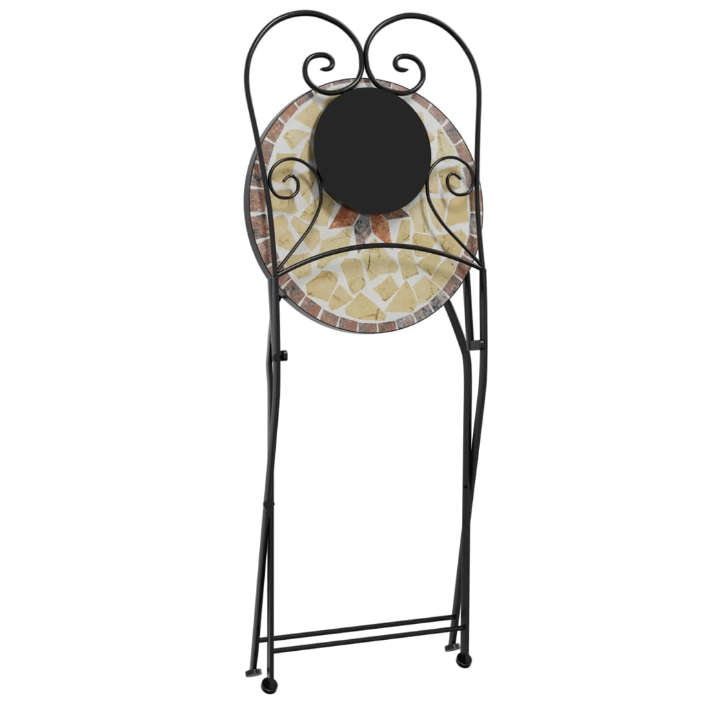 Foldable Bistro Chairs Set, 2 pcs, Terracotta & White Ceramic
