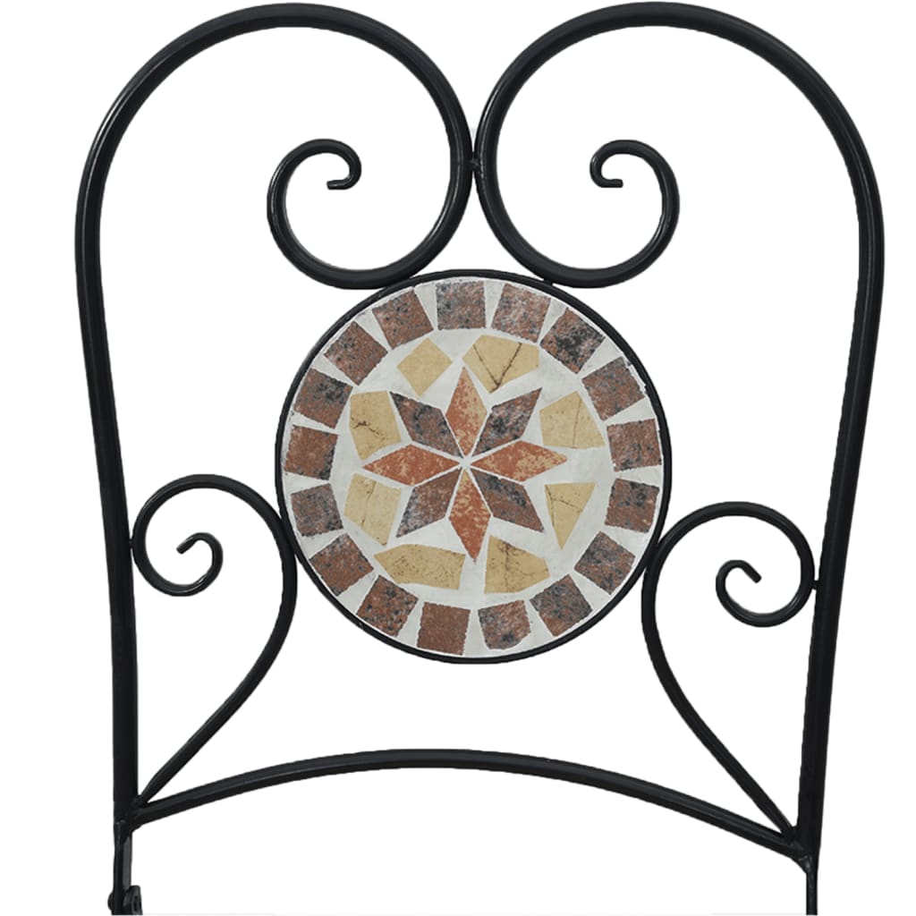 Foldable Bistro Chairs Set, 2 pcs, Terracotta & White Ceramic