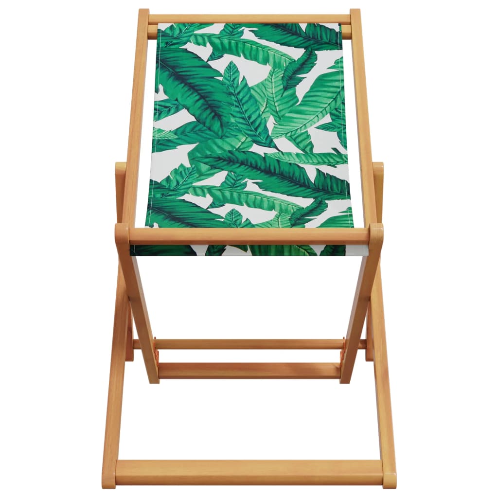 Leaf Pattern Folding Beach Chair - Eucalyptus Wood & Fabric