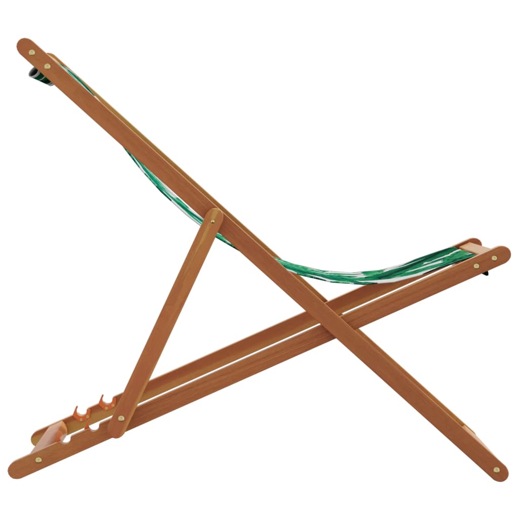 Leaf Pattern Folding Beach Chair - Eucalyptus Wood & Fabric
