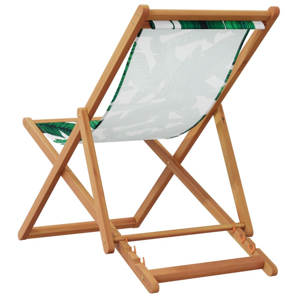 Leaf Pattern Folding Beach Chair - Eucalyptus Wood & Fabric