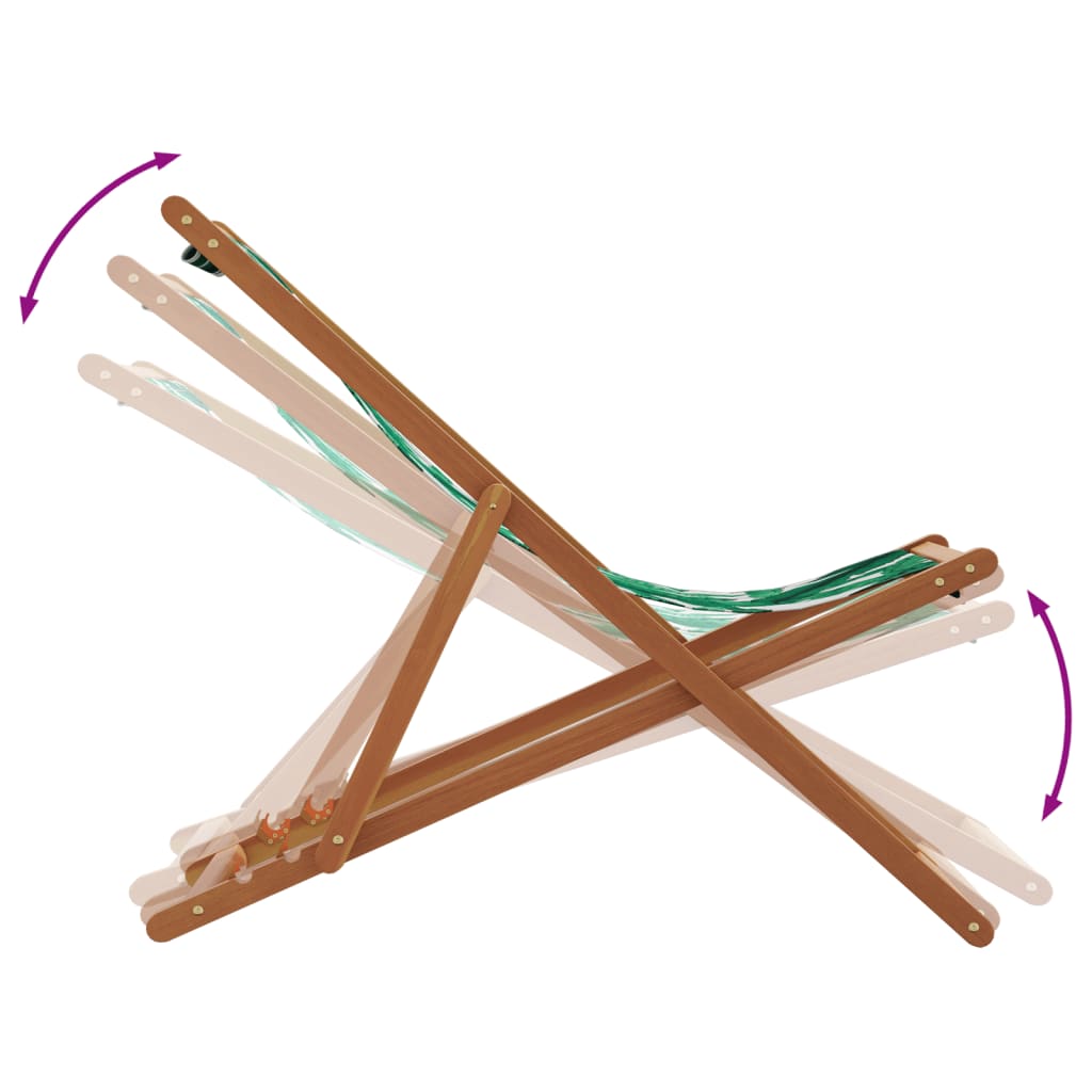 Leaf Pattern Folding Beach Chair - Eucalyptus Wood & Fabric