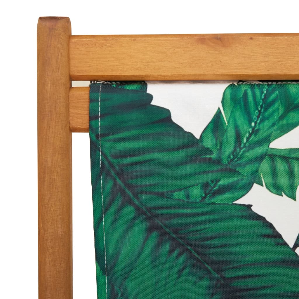 Leaf Pattern Folding Beach Chair - Eucalyptus Wood & Fabric