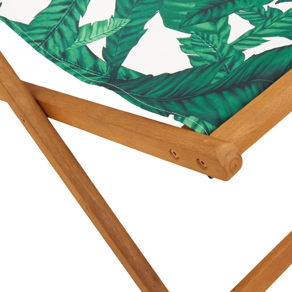 Leaf Pattern Folding Beach Chair - Eucalyptus Wood & Fabric