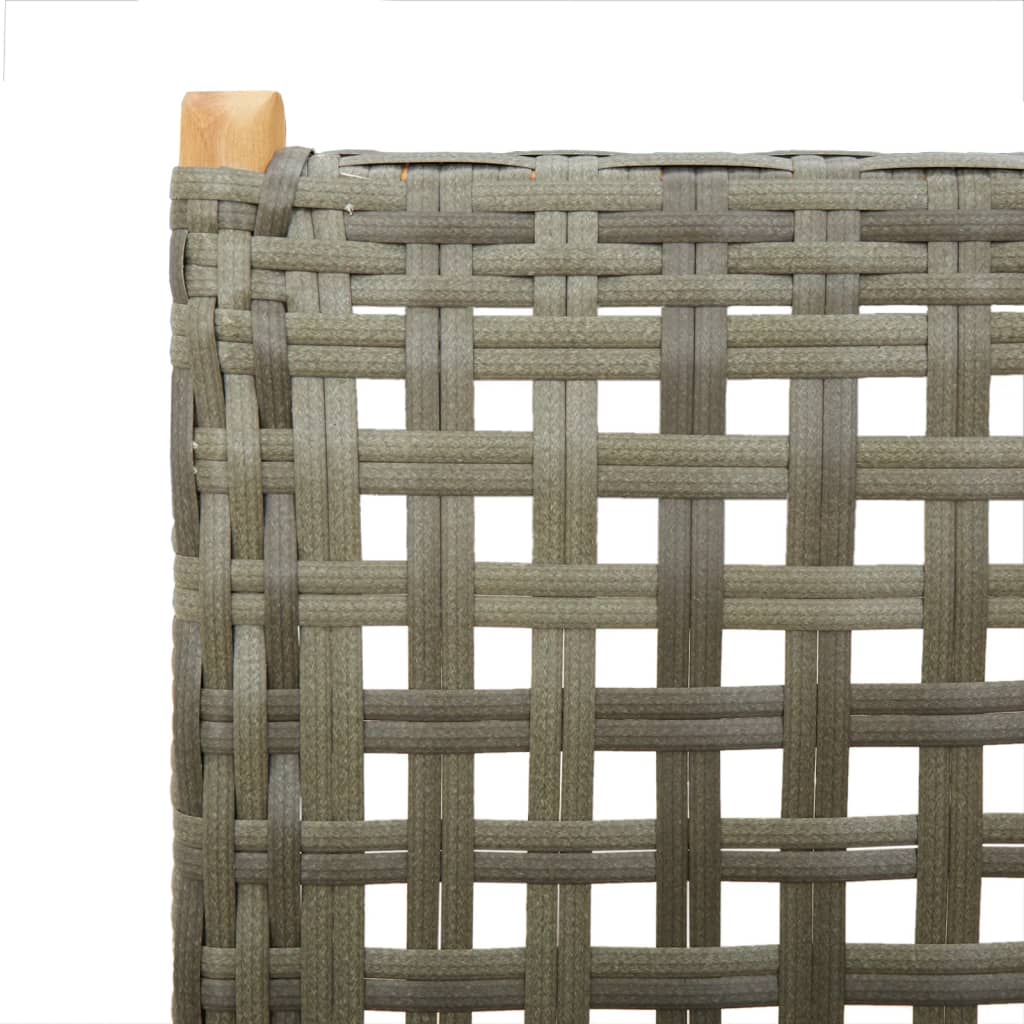 Acacia & Poly Rattan Garden Chairs Set of 2 - Grey Solid Wood