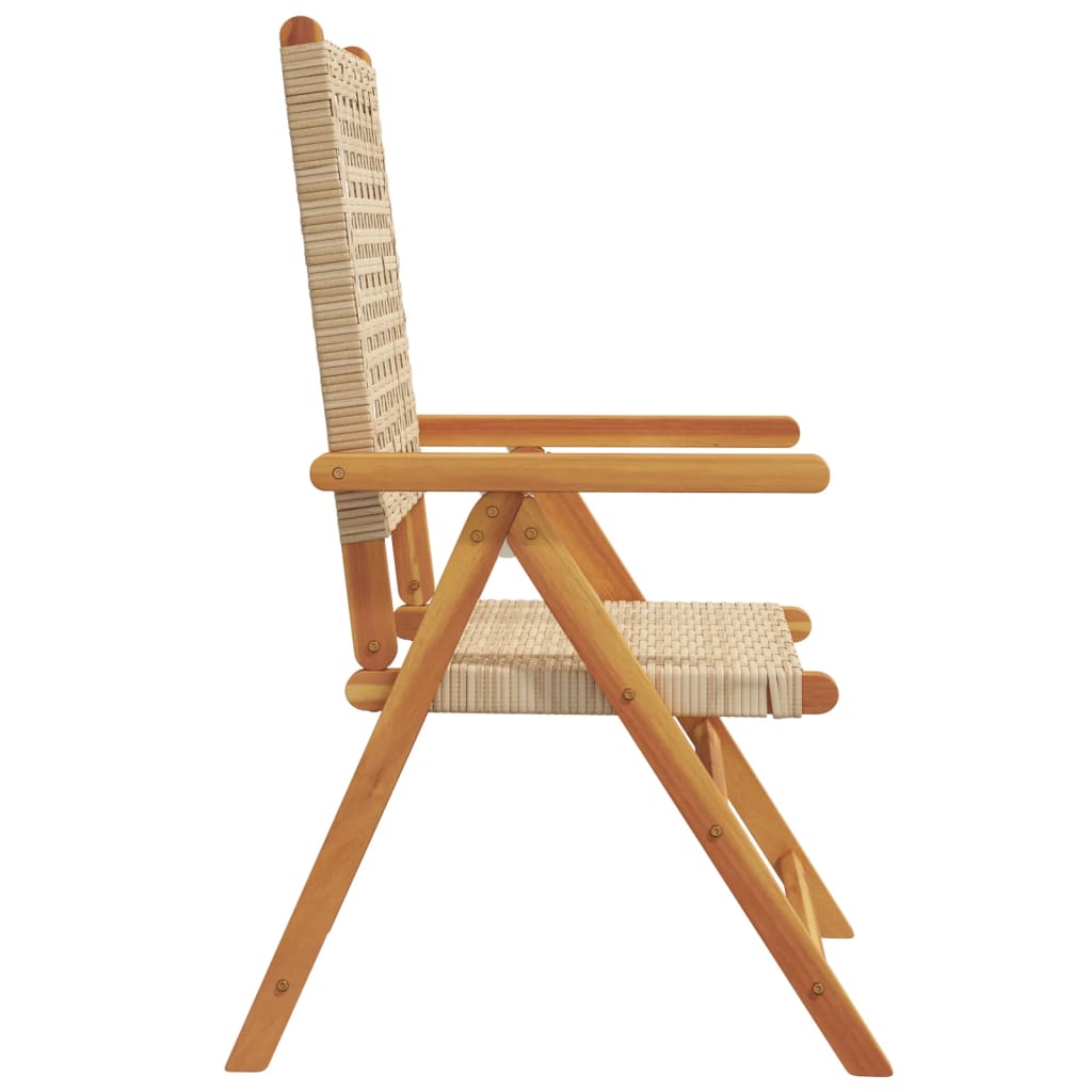 Beige Acacia Wood & Poly Rattan Garden Chairs Set of 2