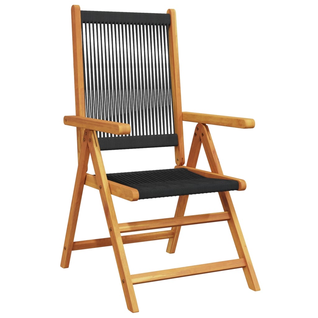 Black Solid Wood Acacia & Polypropylene Garden Chairs, Set of 2