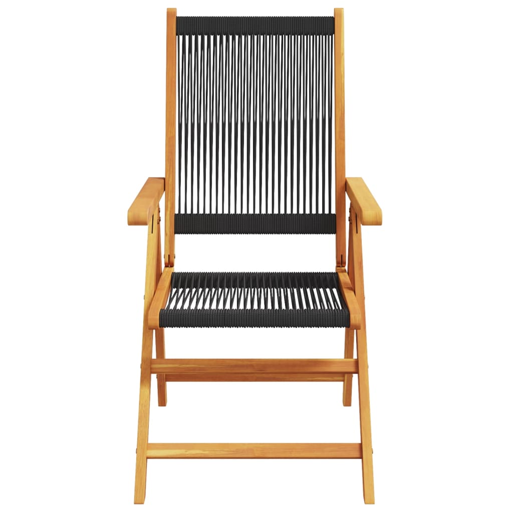 Black Solid Wood Acacia & Polypropylene Garden Chairs, Set of 2