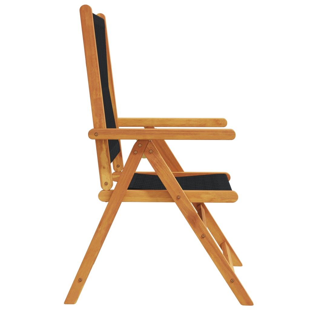 Black Solid Wood Acacia & Polypropylene Garden Chairs, Set of 2