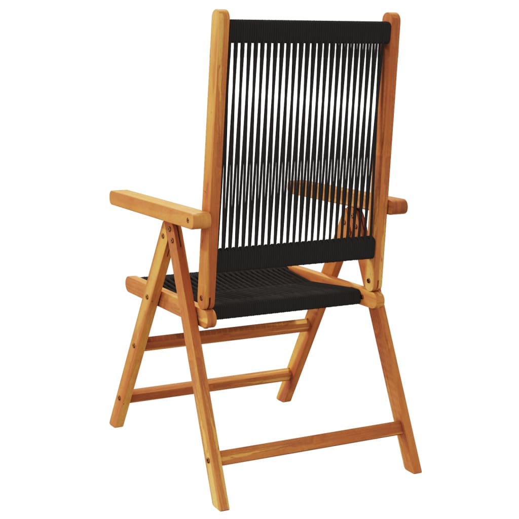 Black Solid Wood Acacia & Polypropylene Garden Chairs, Set of 2