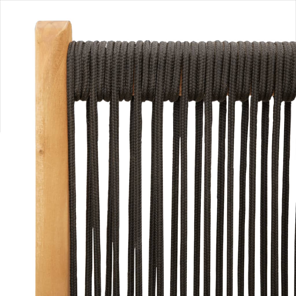 Black Solid Wood Acacia & Polypropylene Garden Chairs, Set of 2