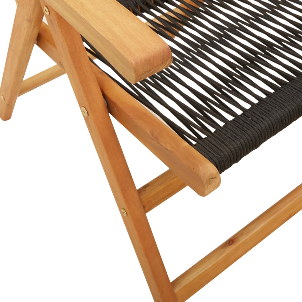 Black Solid Wood Acacia & Polypropylene Garden Chairs, Set of 2