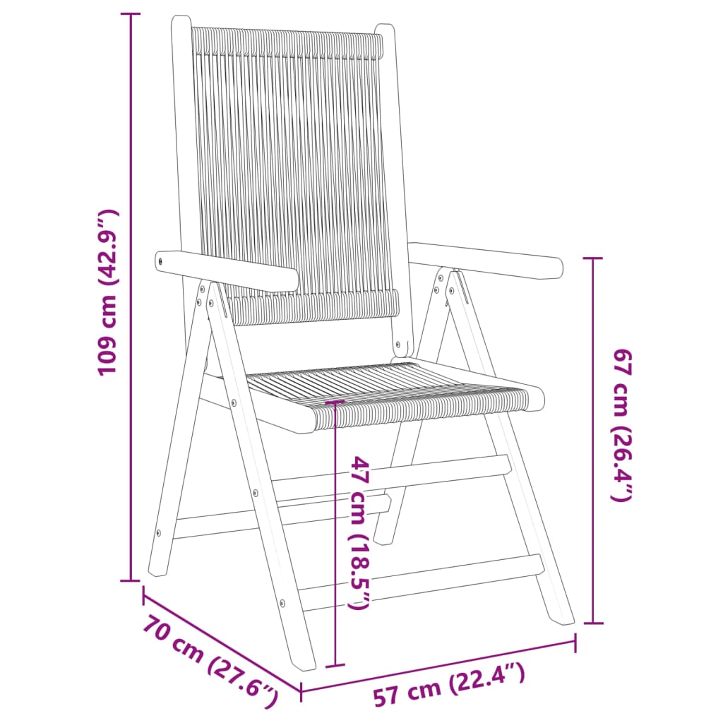 Black Solid Wood Acacia & Polypropylene Garden Chairs, Set of 2