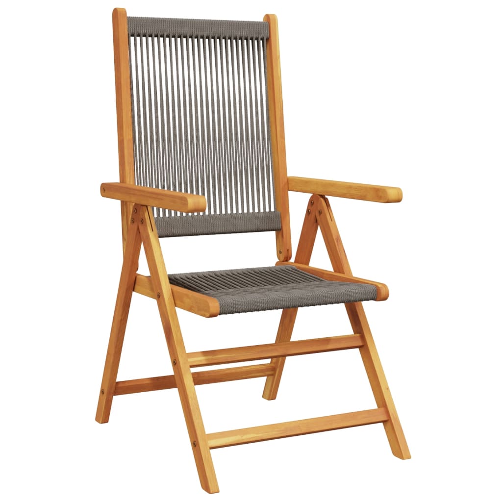 Stylish Grey Garden Chairs Set of 2 - Solid Acacia Wood & PP