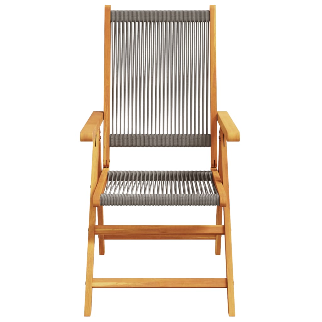 Stylish Grey Garden Chairs Set of 2 - Solid Acacia Wood & PP