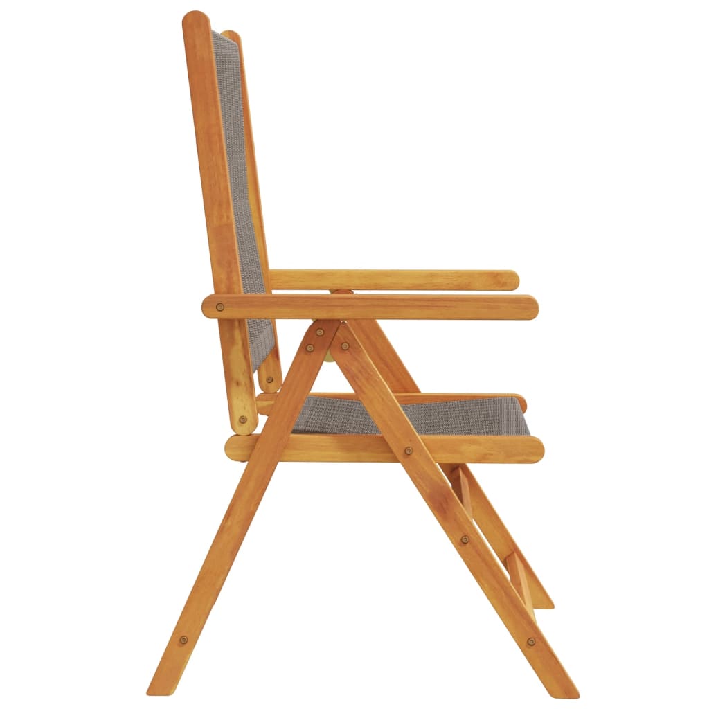 Stylish Grey Garden Chairs Set of 2 - Solid Acacia Wood & PP