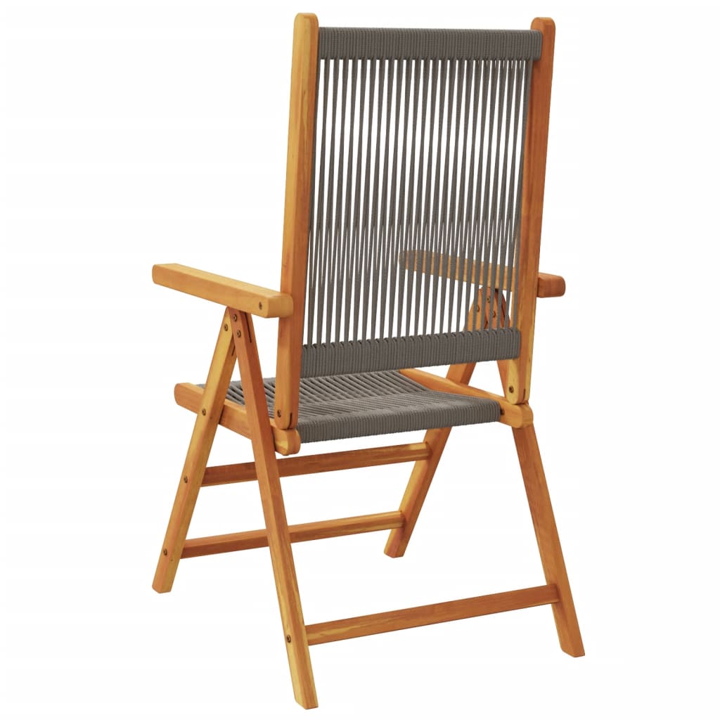 Stylish Grey Garden Chairs Set of 2 - Solid Acacia Wood & PP