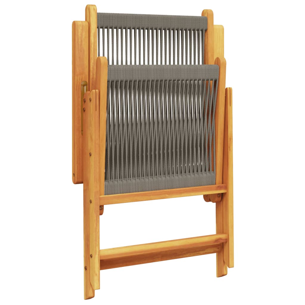 Stylish Grey Garden Chairs Set of 2 - Solid Acacia Wood & PP