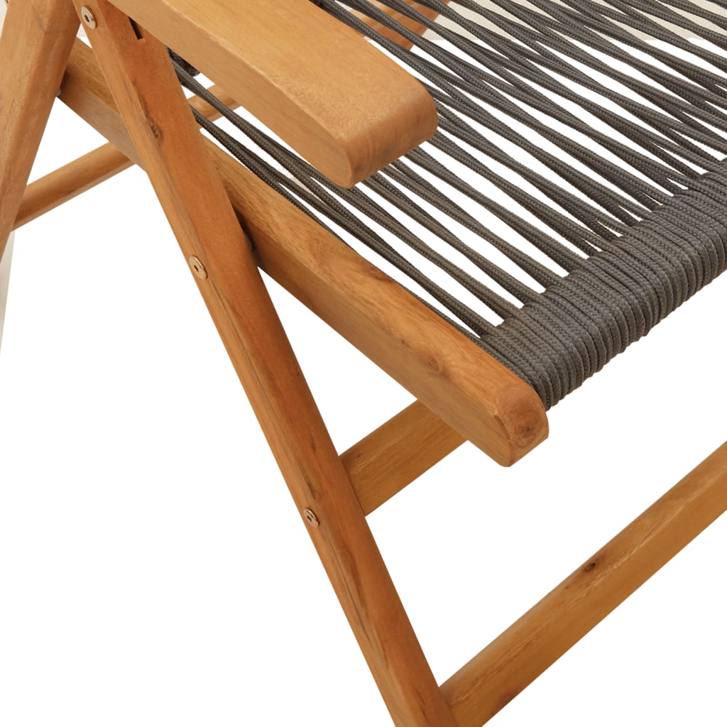 Stylish Grey Garden Chairs Set of 2 - Solid Acacia Wood & PP