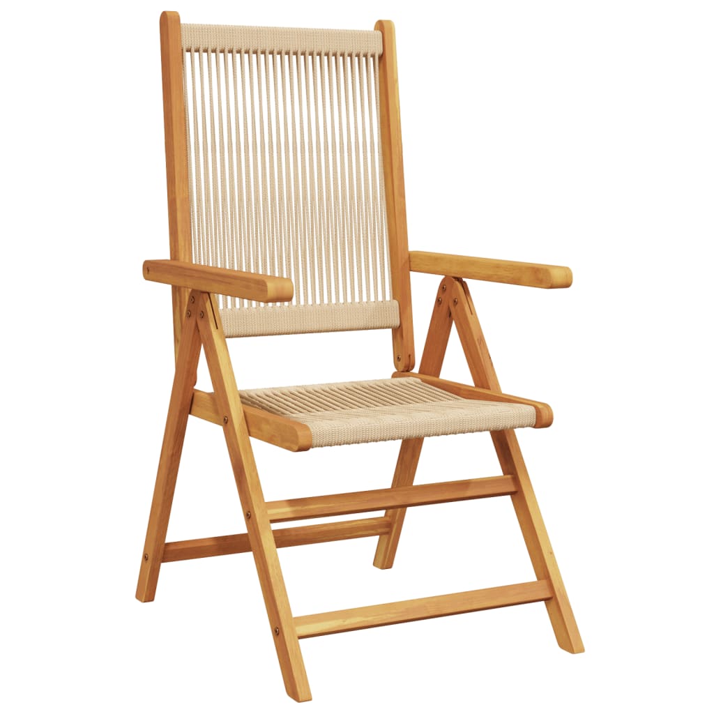 Beige Acacia Wood & Polypropylene Garden Chairs, Set of 2