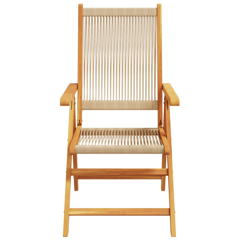 Beige Acacia Wood & Polypropylene Garden Chairs, Set of 2
