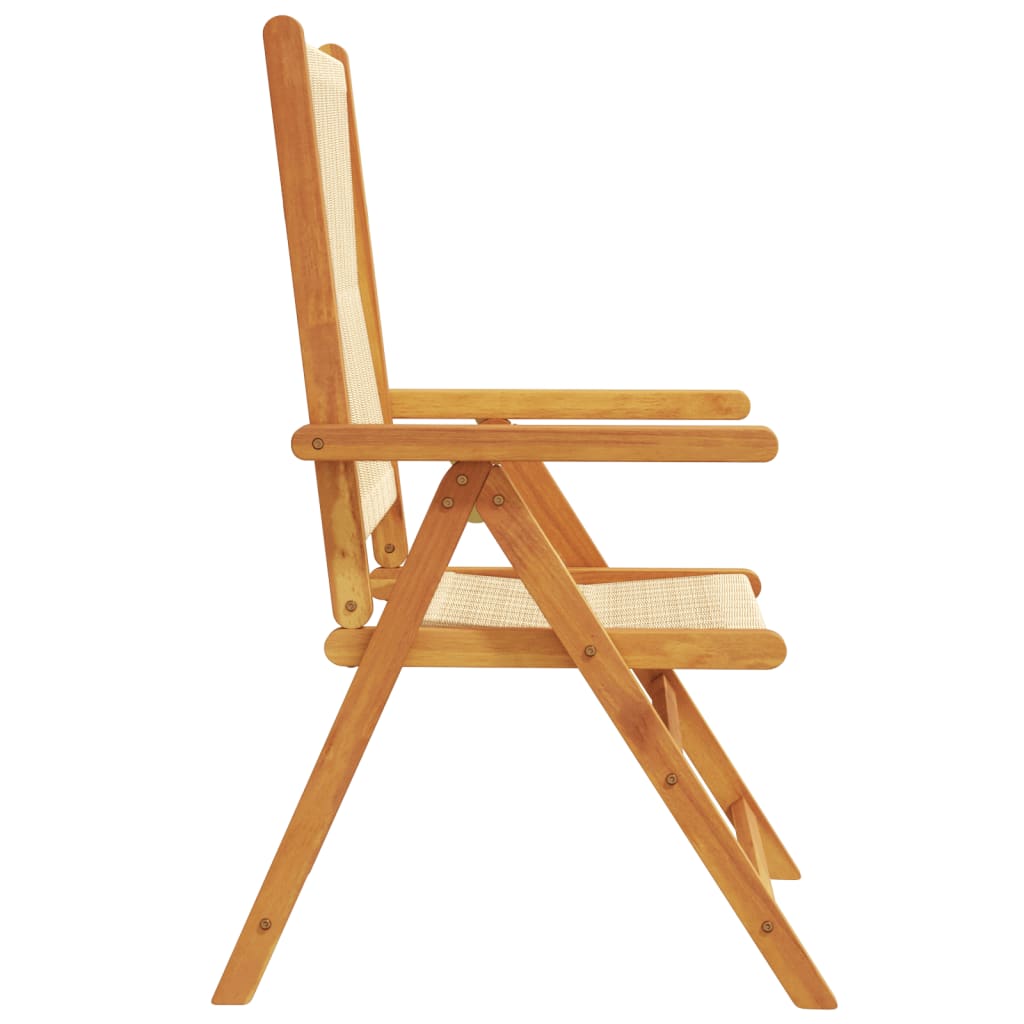 Beige Acacia Wood & Polypropylene Garden Chairs, Set of 2